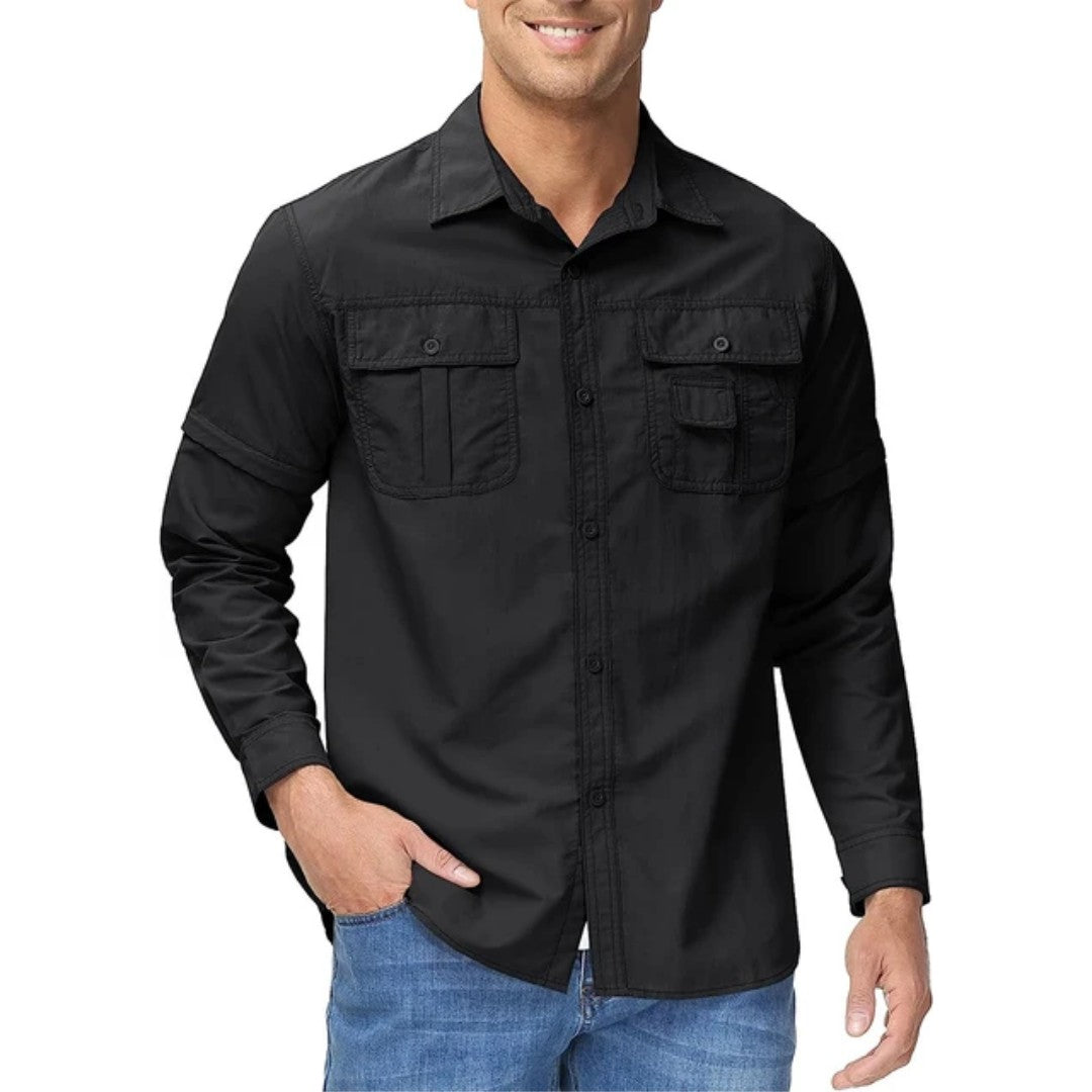 Men's Convertible Hiking Shirt – Zip-Off Sleeves, UV Protection