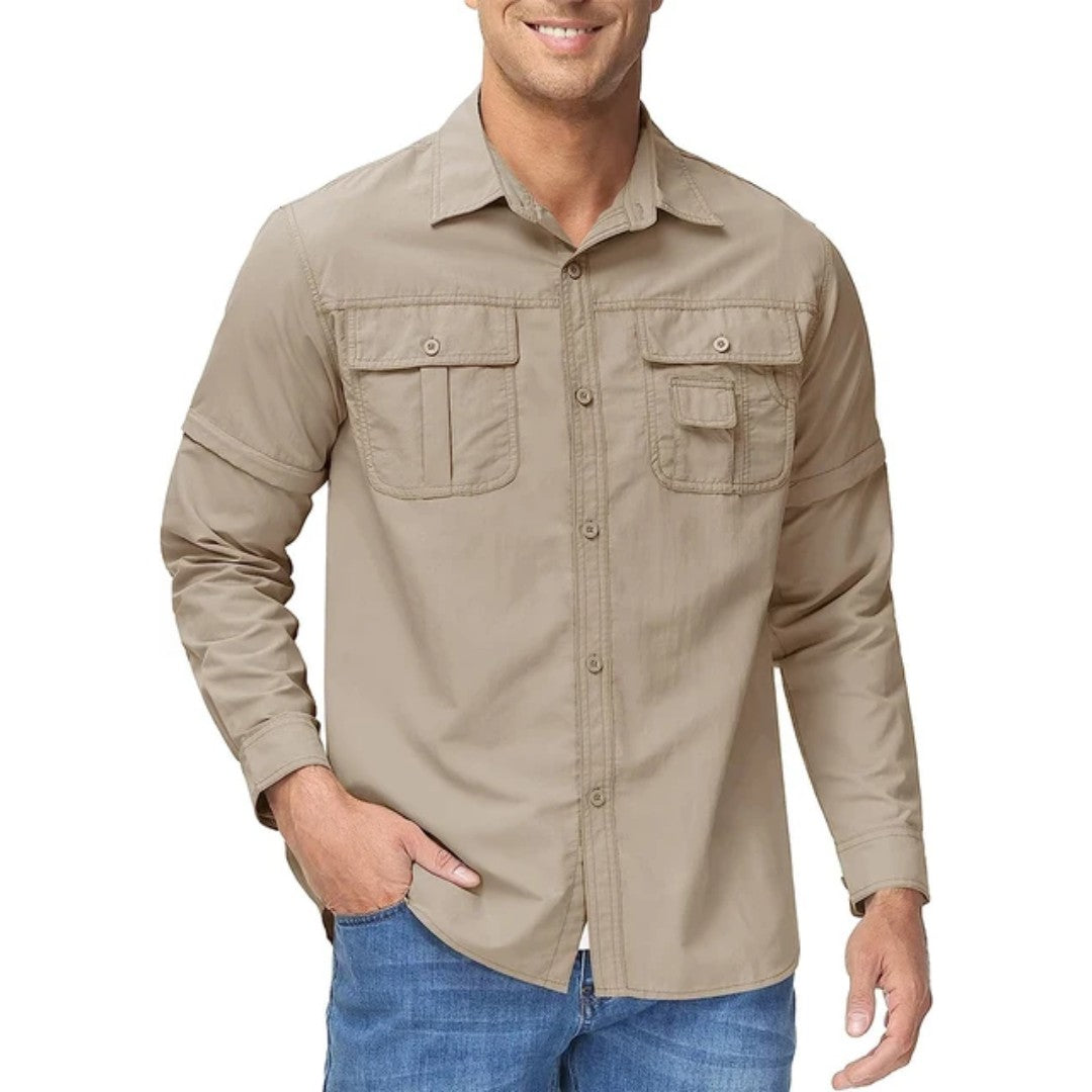 Men's Convertible Hiking Shirt – Zip-Off Sleeves, UV Protection
