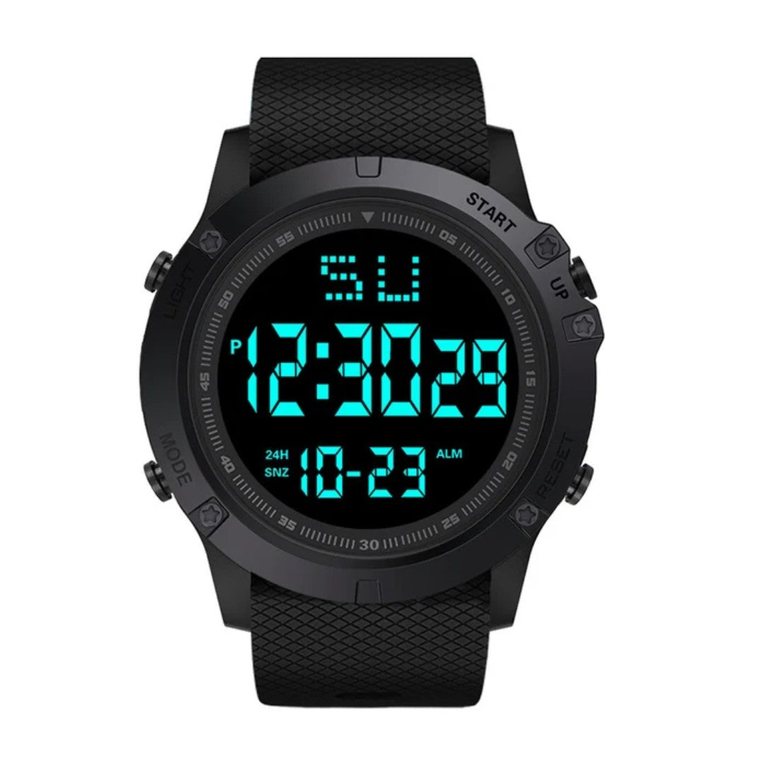 Men's Digital Watch – Waterproof Outdoor Sports Watch with LED - Black