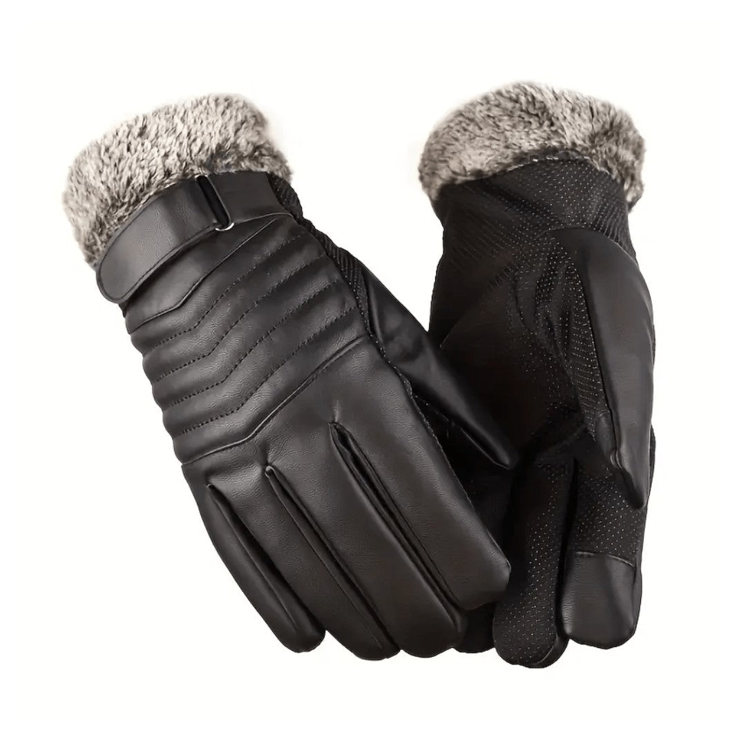 Men's Fleece Gloves – Wind-Resistant Touchscreen Grip - Black