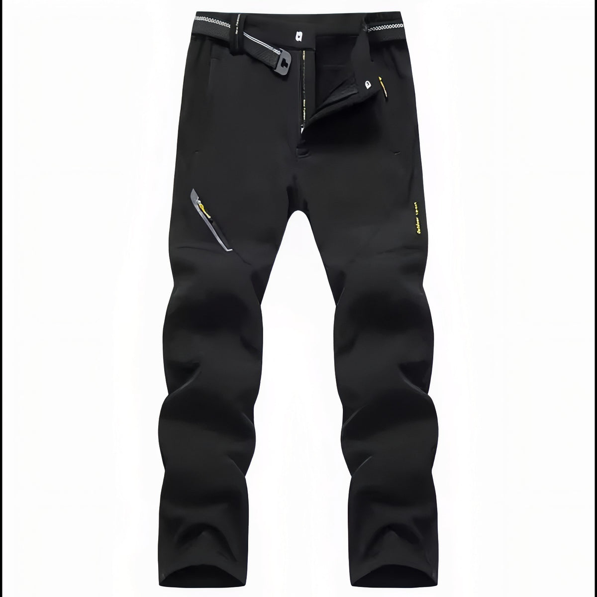 Men's Fleece-Lined Hiking Pants – Waterproof Thermal Trail Pants - Deep Black