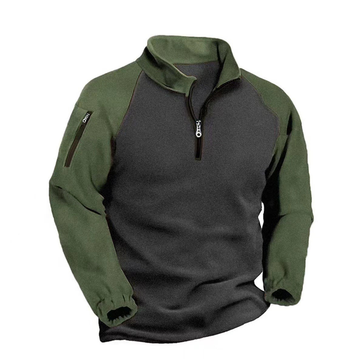 Men's Fleece Pullover – Warm Hooded Midlayer Jacket - Army Green