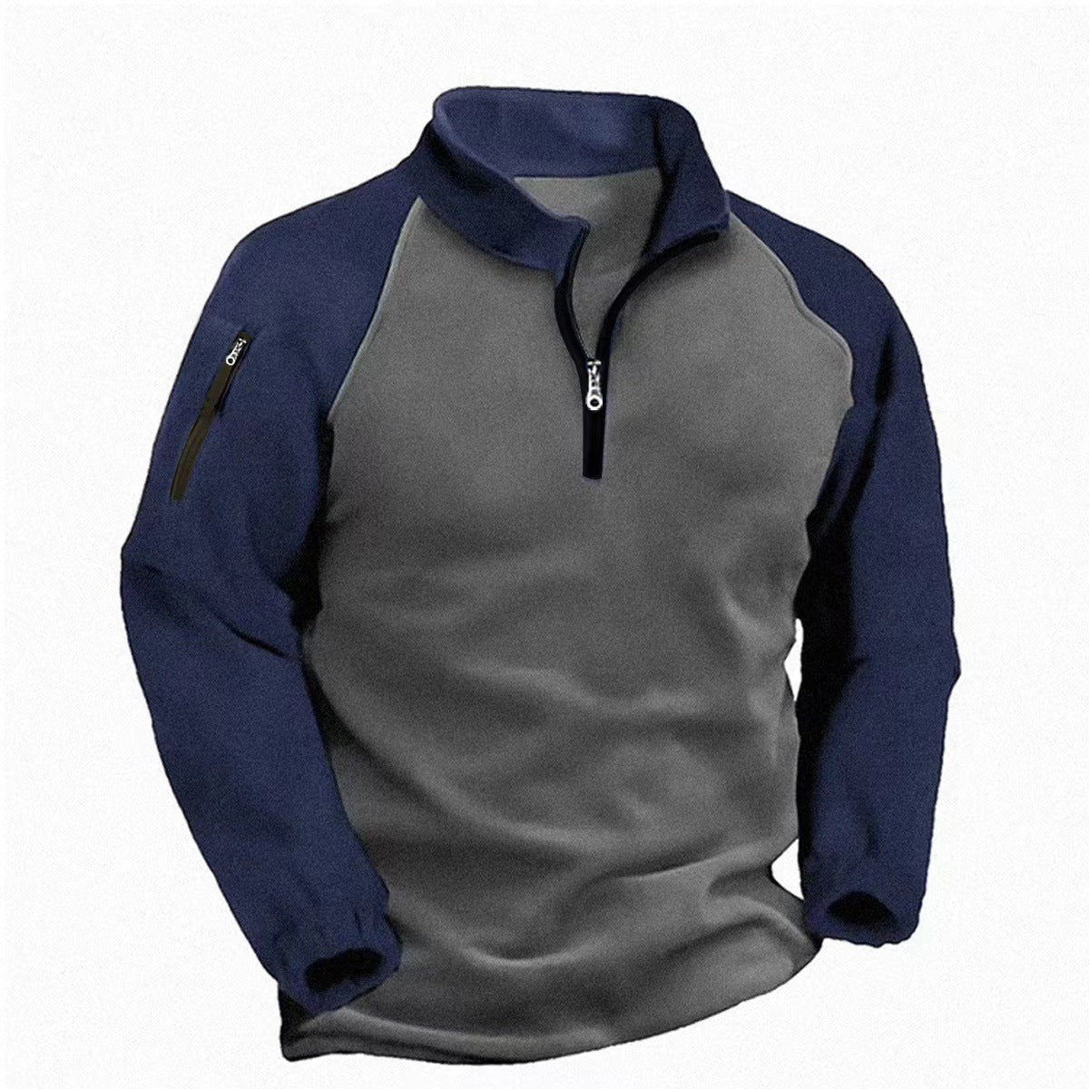 Men's Fleece Pullover – Warm Hooded Midlayer Jacket - Navy Blue