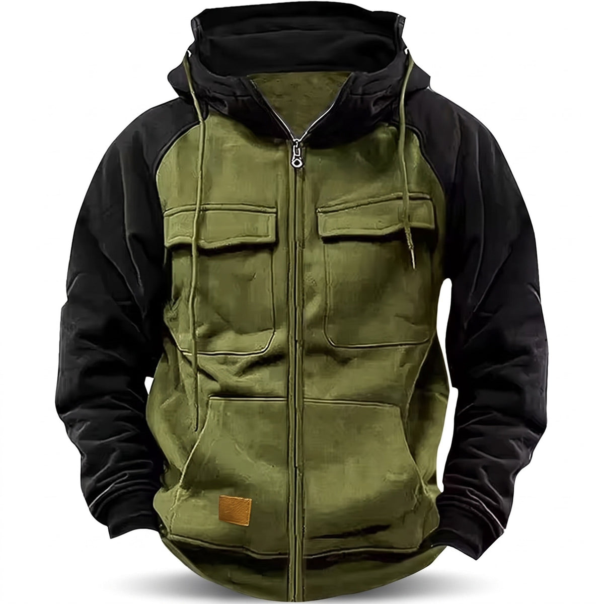 Men's Hooded Fleece Jacket – Full-Zip Lightweight Warm Layer - Army Green