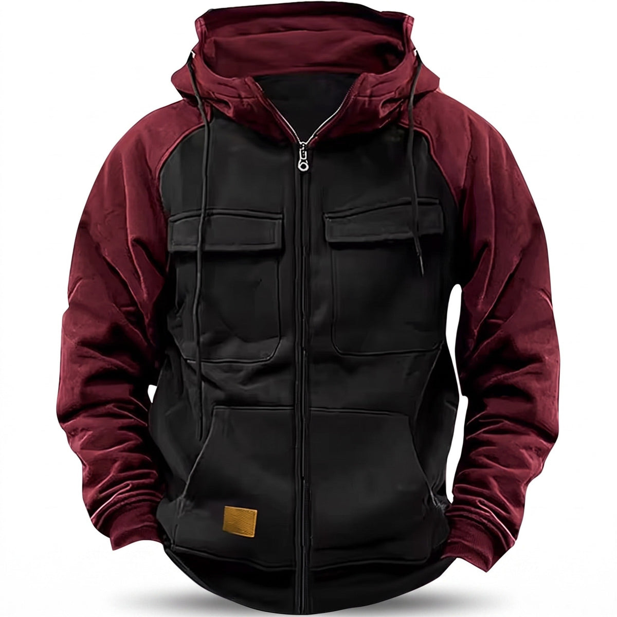 Men's Hooded Fleece Jacket – Full-Zip Lightweight Warm Layer - Black