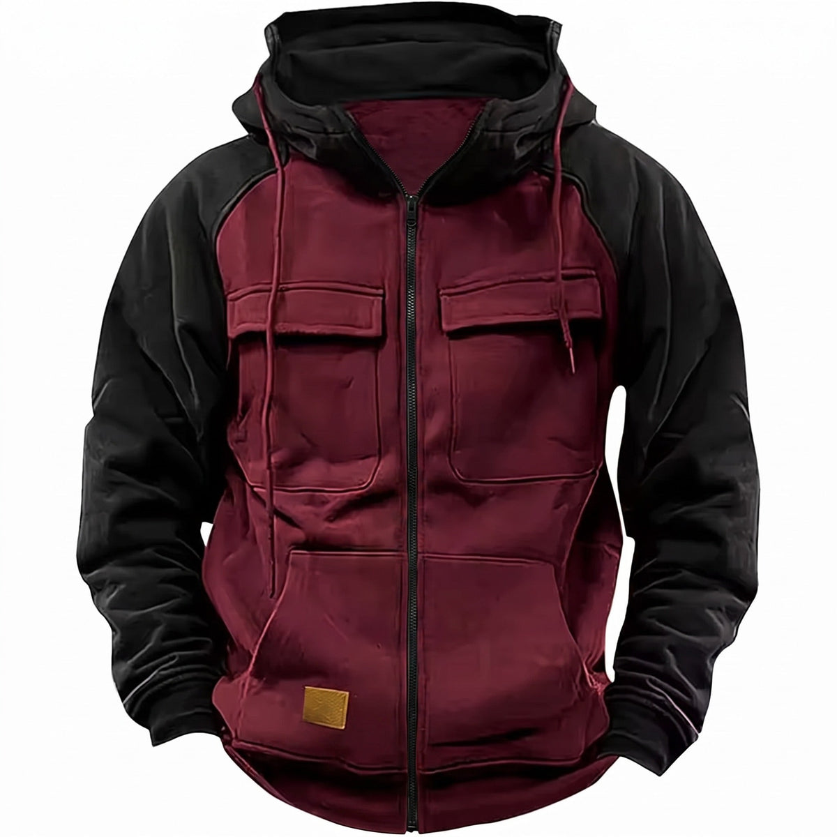 Men's Hooded Fleece Jacket – Full-Zip Lightweight Warm Layer - Wine Red