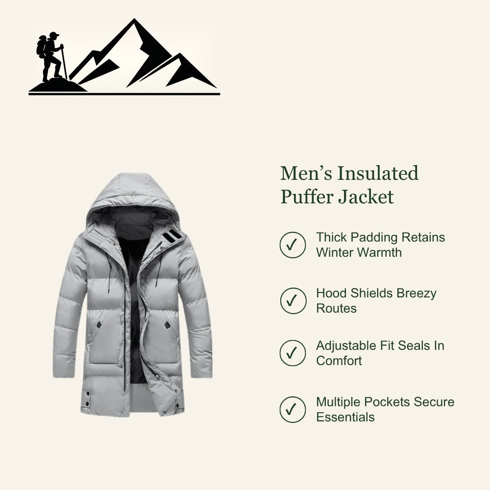 Men's Hooded Puffer Jacket – Insulated Winter Coat