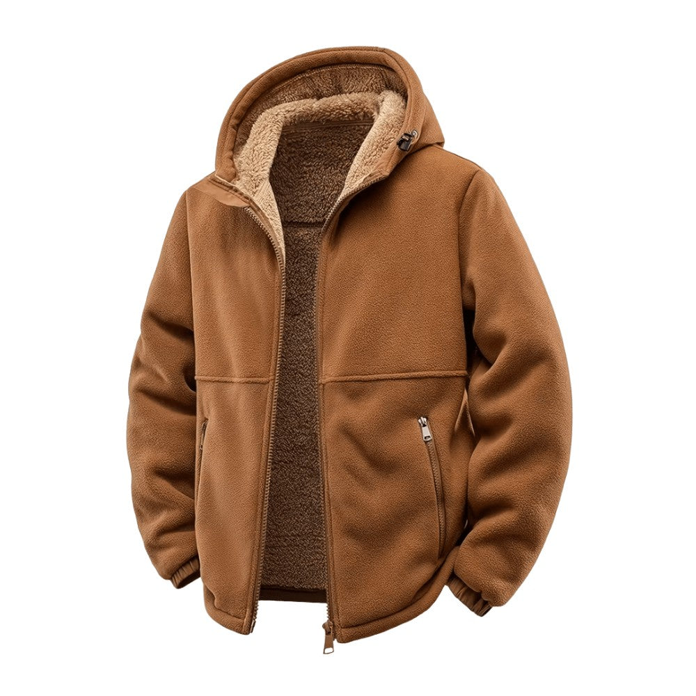 Men's Hooded Winter Jacket – Fleece-Lined Wind-Blocking Shell