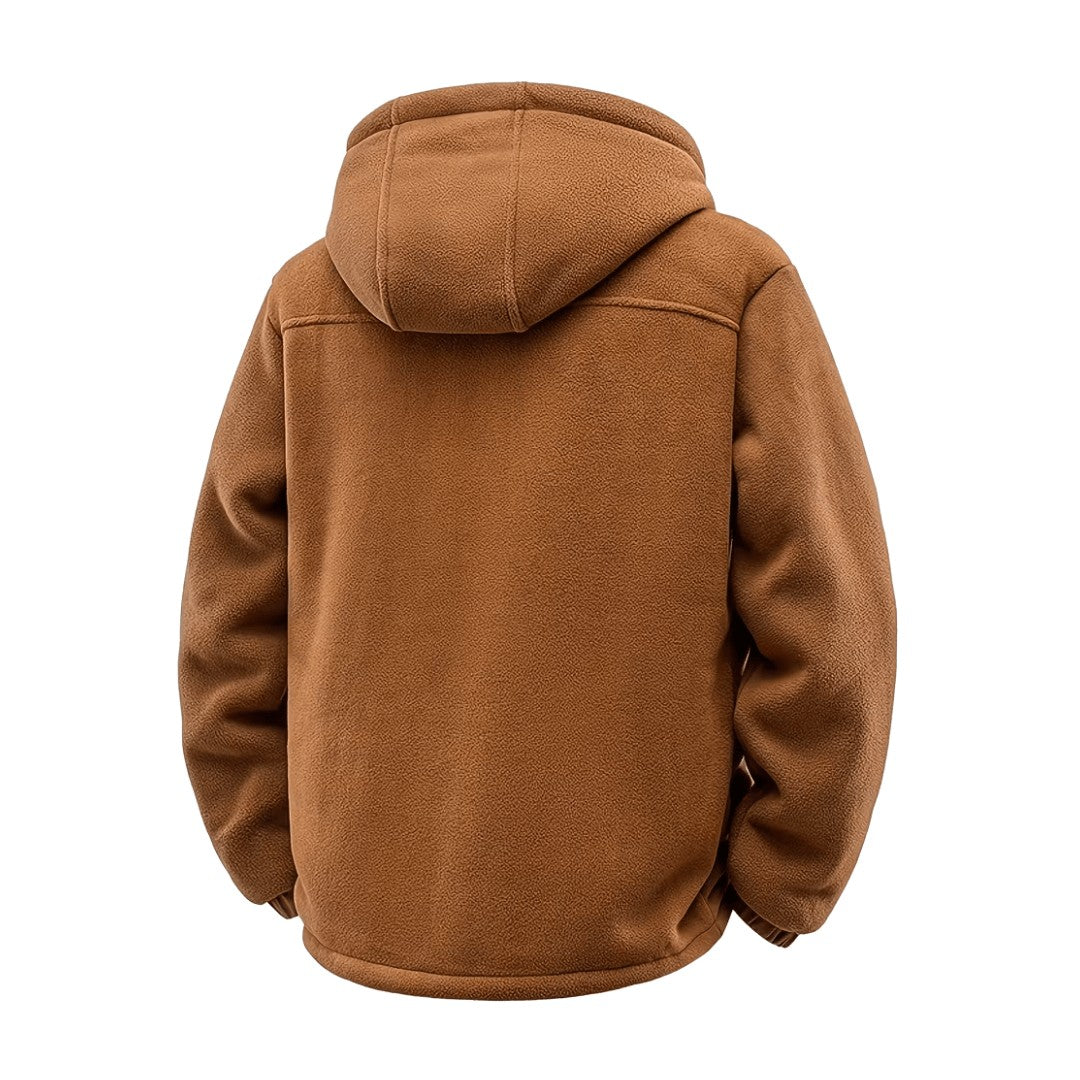 Men's Hooded Winter Jacket – Fleece-Lined Wind-Blocking Shell