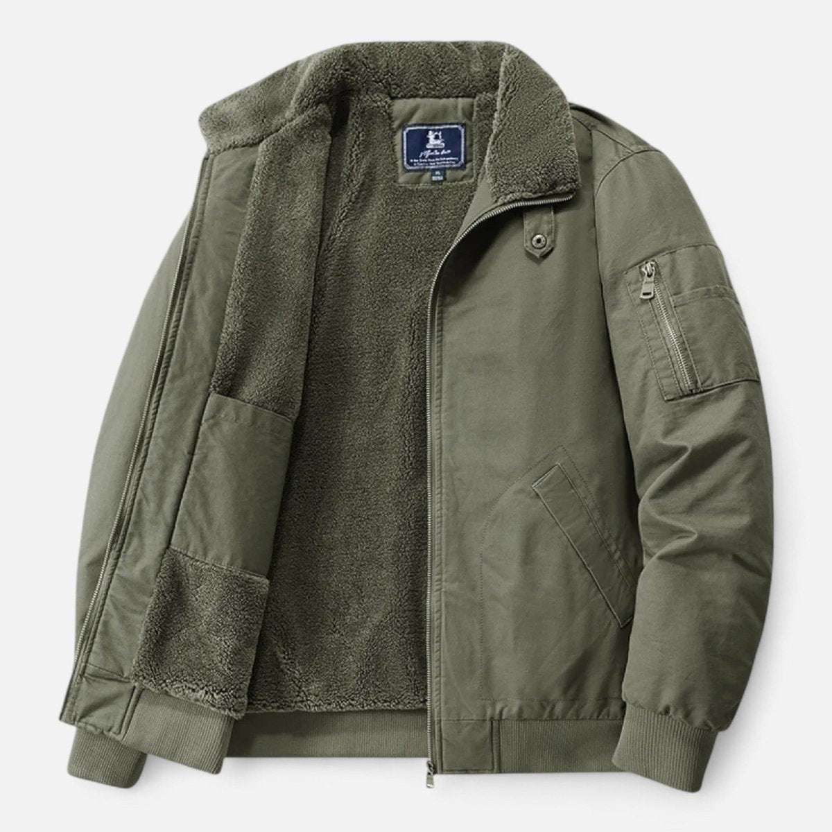 Men's Insulated Cotton Jacket – Warm Outdoor Winter Layer - Olive