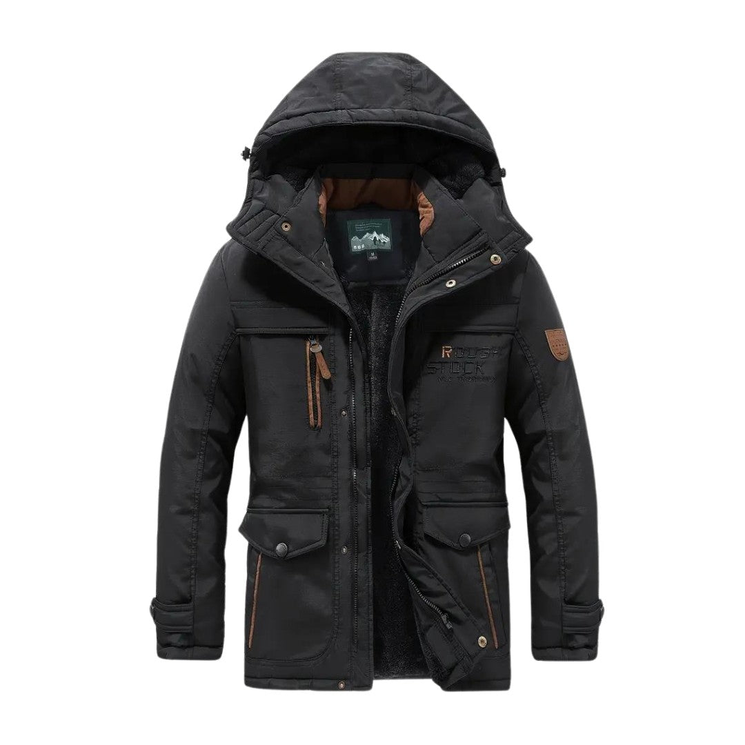 Men's Insulated Winter Jacket – Waterproof Windproof Padded Coat - Black