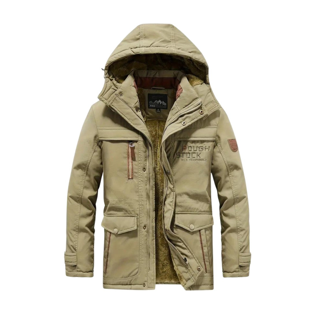 Men's Insulated Winter Jacket – Waterproof Windproof Padded Coat - Khaki
