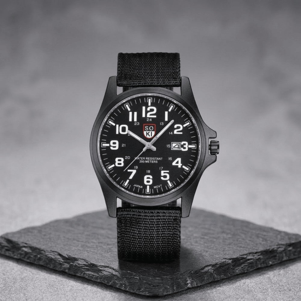 Men's Outdoor Watch – Water-Resistant Stopwatch Backlit - Black