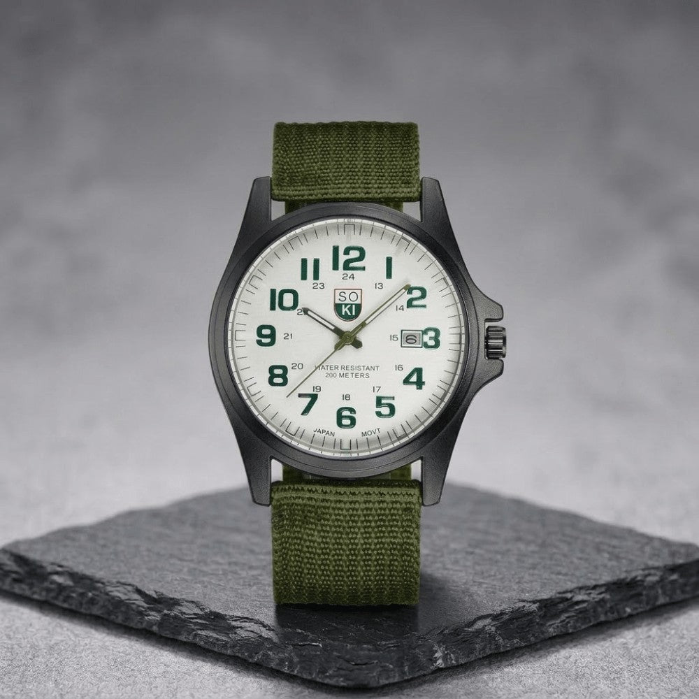 Men's Outdoor Watch – Water-Resistant Stopwatch Backlit - Green
