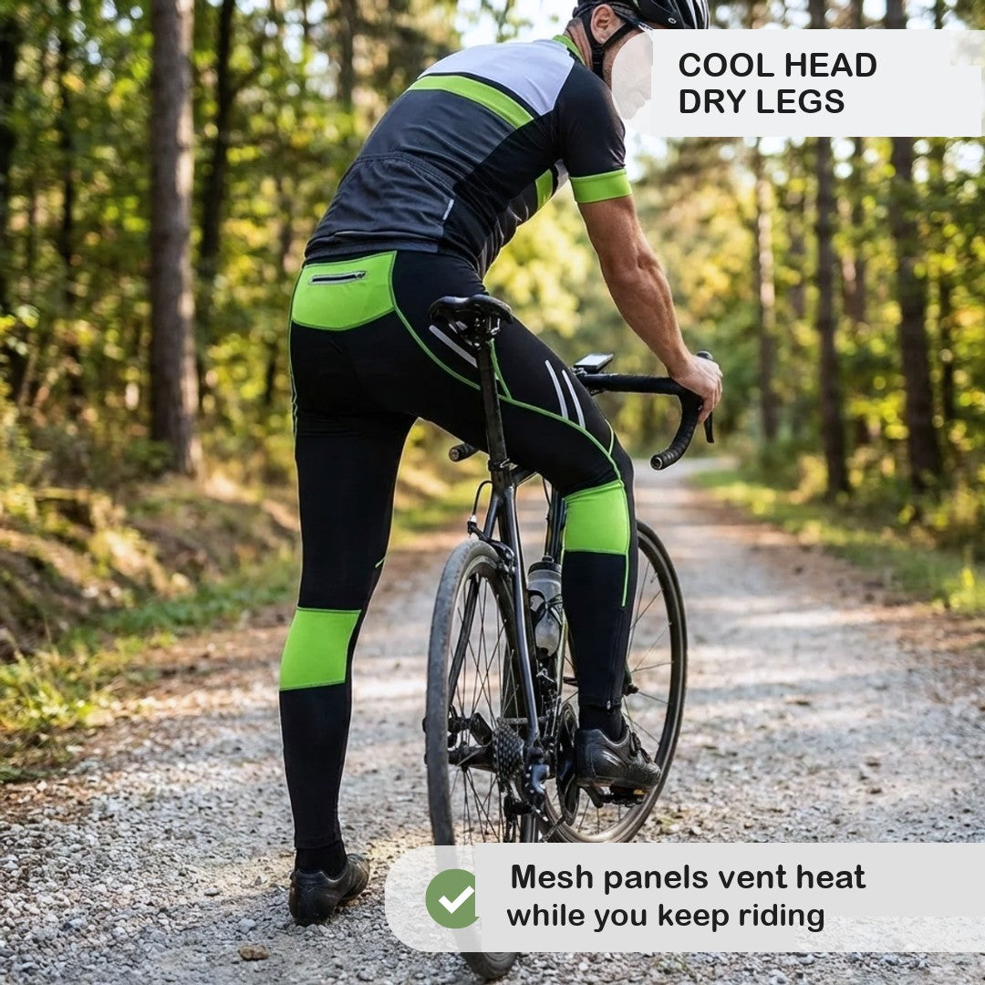 Men's Padded Cycling Pants – Long Bike Tights with Gel Chamois