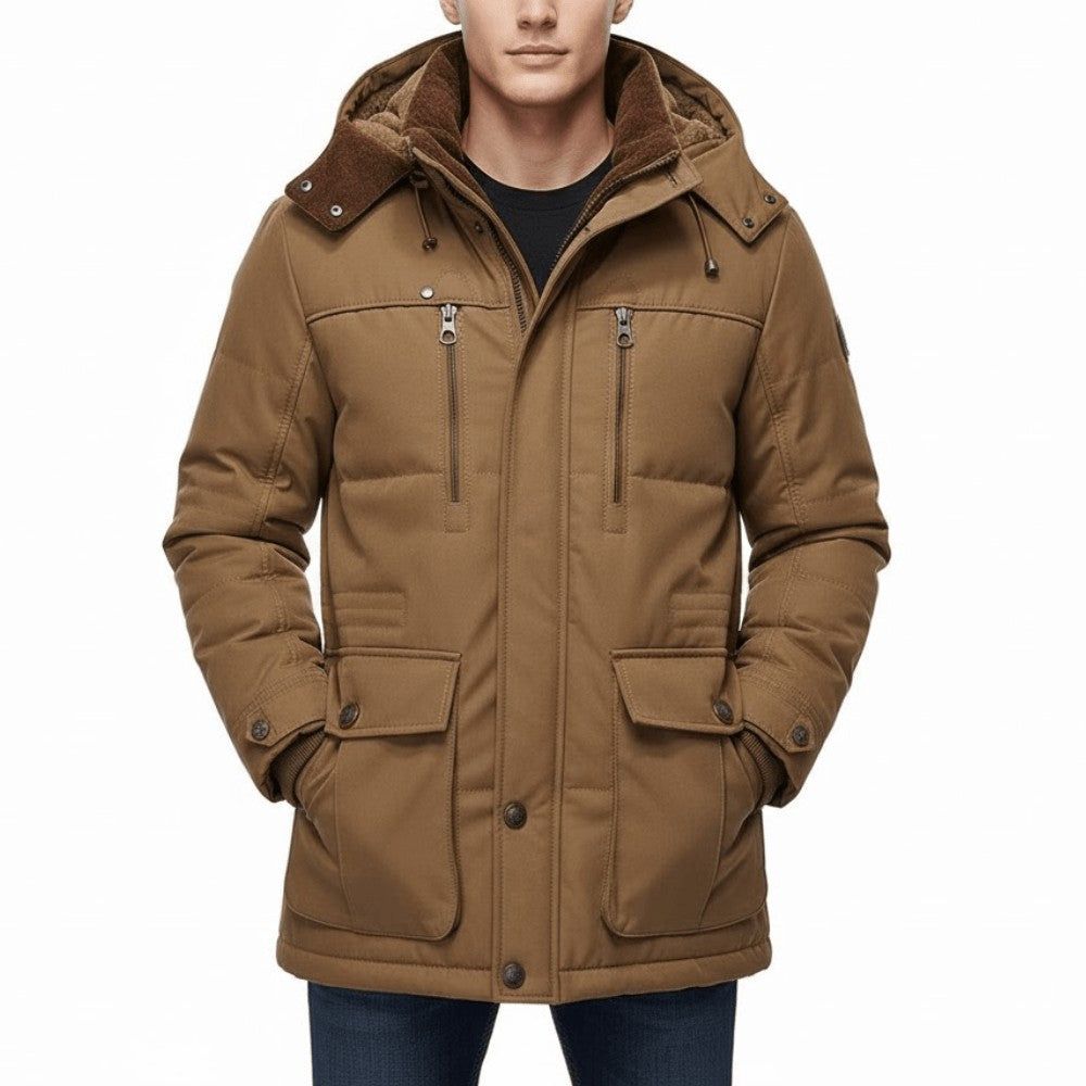 Men's Padded Winter Jacket – Insulated Detachable Hood
