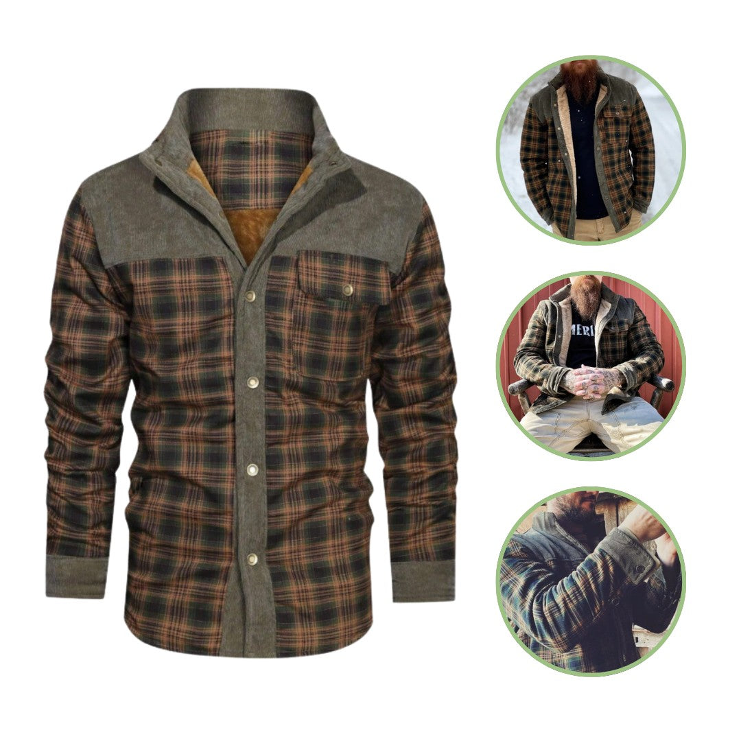 Men's Plaid Flannel Jacket – Insulated Wool-Blend Outdoor Shirt Jacket