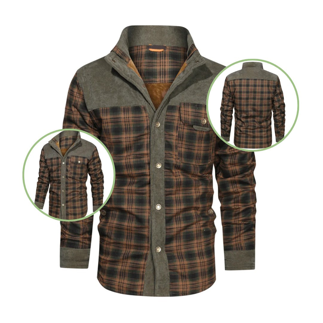 Men's Plaid Flannel Jacket – Insulated Wool-Blend Outdoor Shirt Jacket