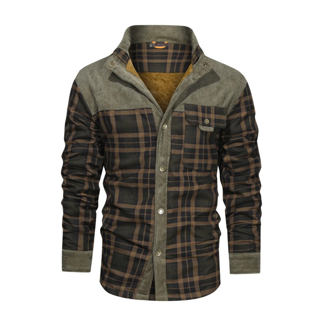 Men's Plaid Flannel Jacket – Insulated Wool-Blend Outdoor Shirt Jacket
