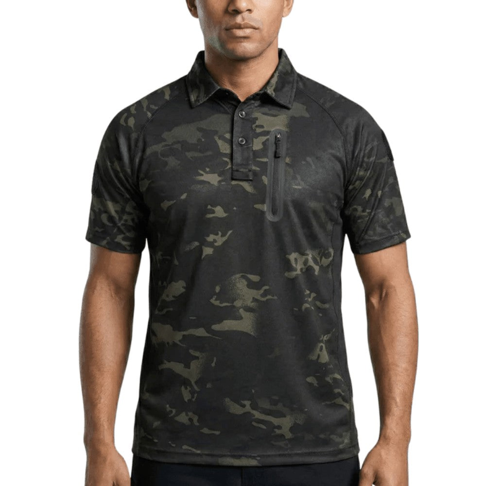 Men's Quick-Dry T-Shirt – Breathable Outdoor Training Tee - Black Camouflage