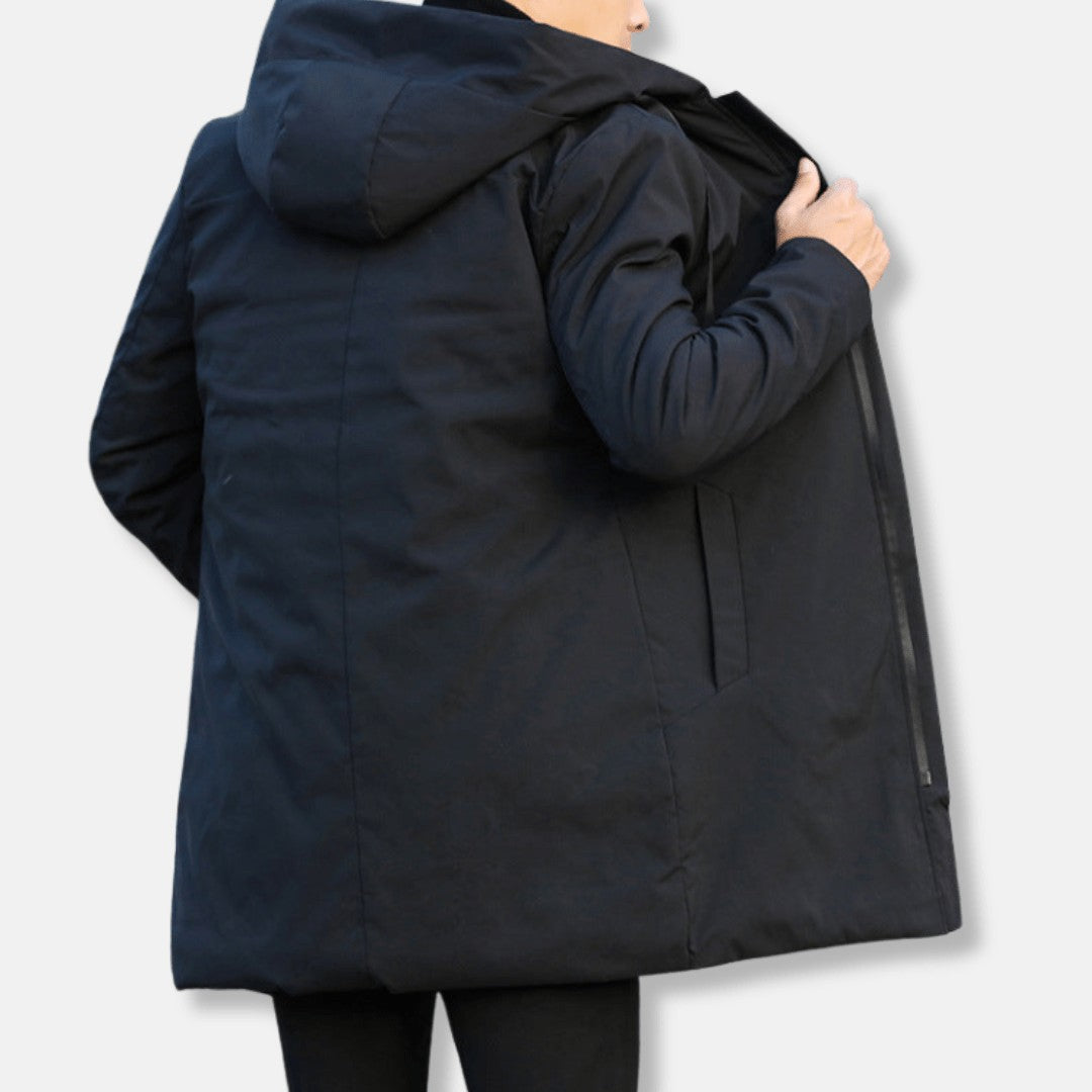 Men's Quilted Winter Coat – Hooded Insulated Padding