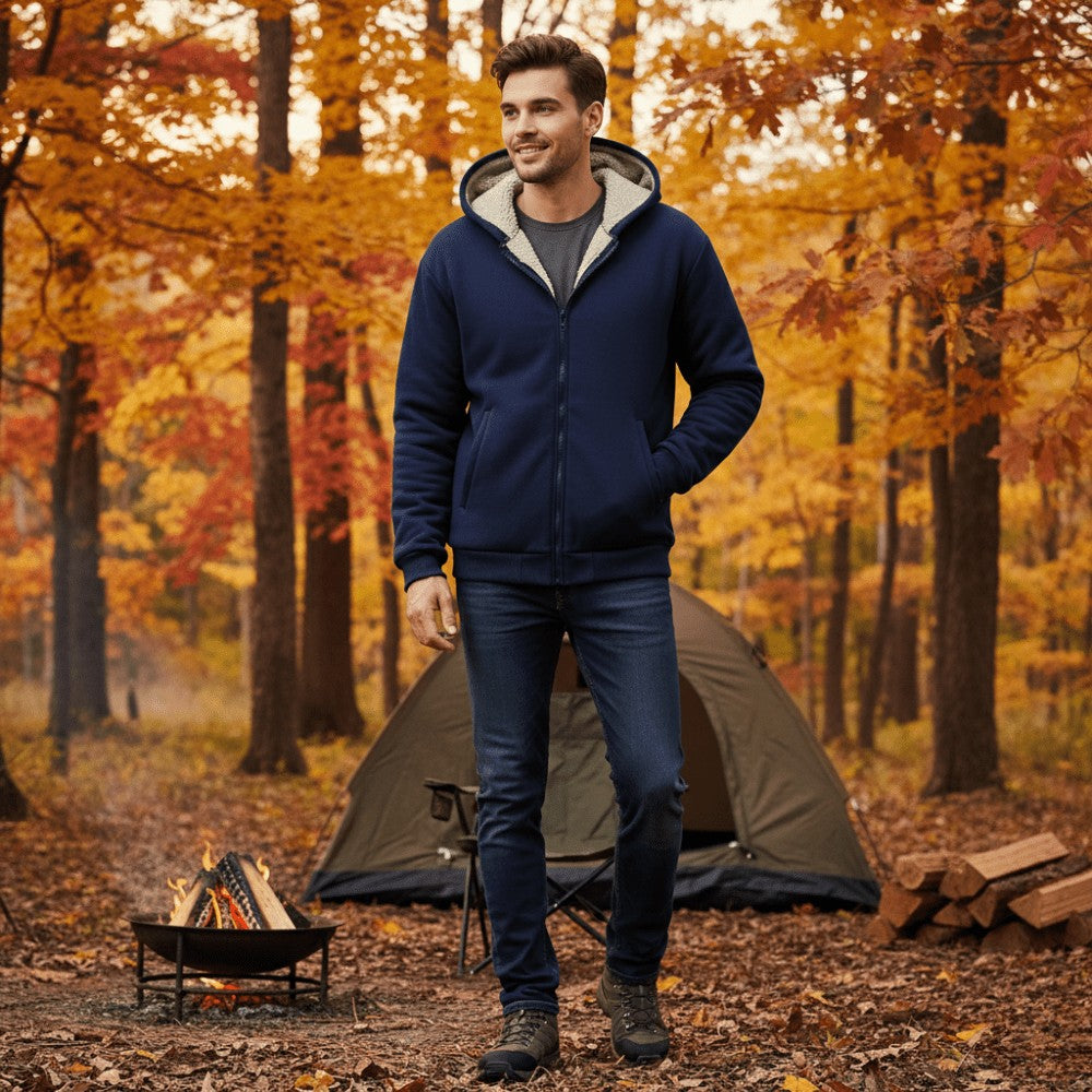 Men's Sherpa Fleece Hoodie – Full-Zip Winter Layer
