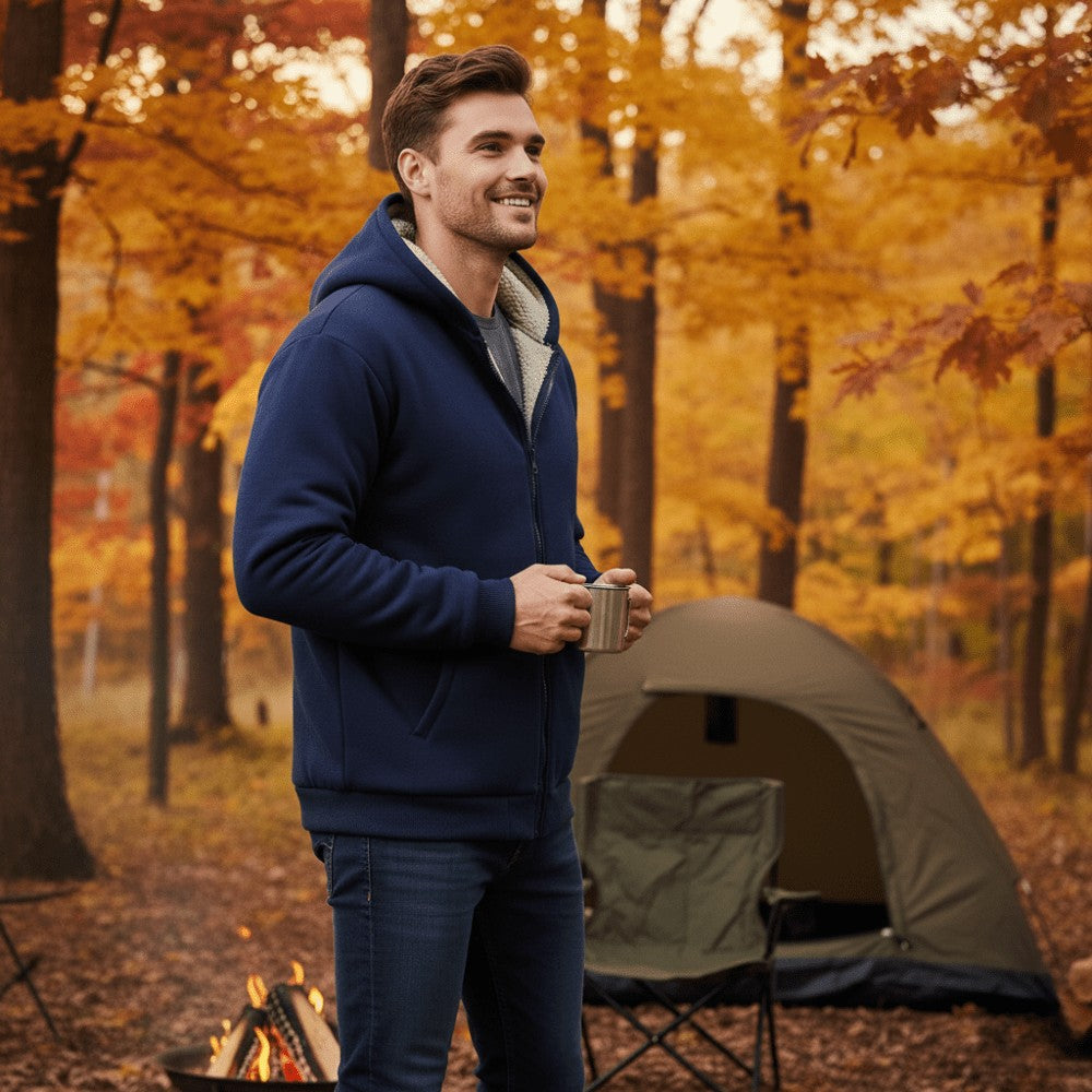 Men's Sherpa Fleece Hoodie – Full-Zip Winter Layer