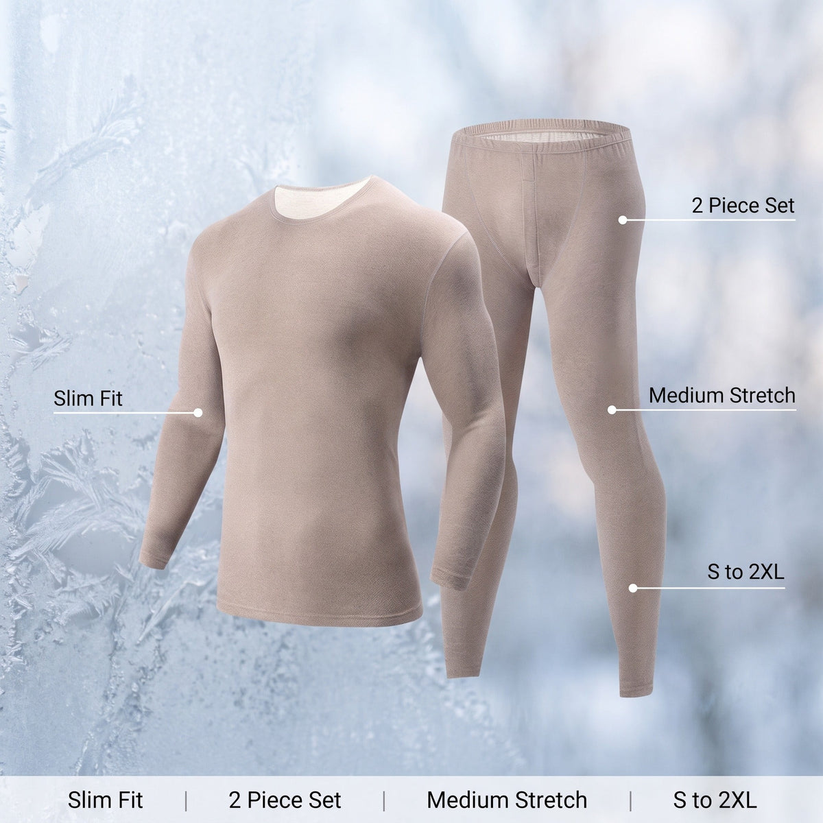 Men's Slim-Fit Base Layer Set – Long-Sleeve Thermal Top & Bottoms