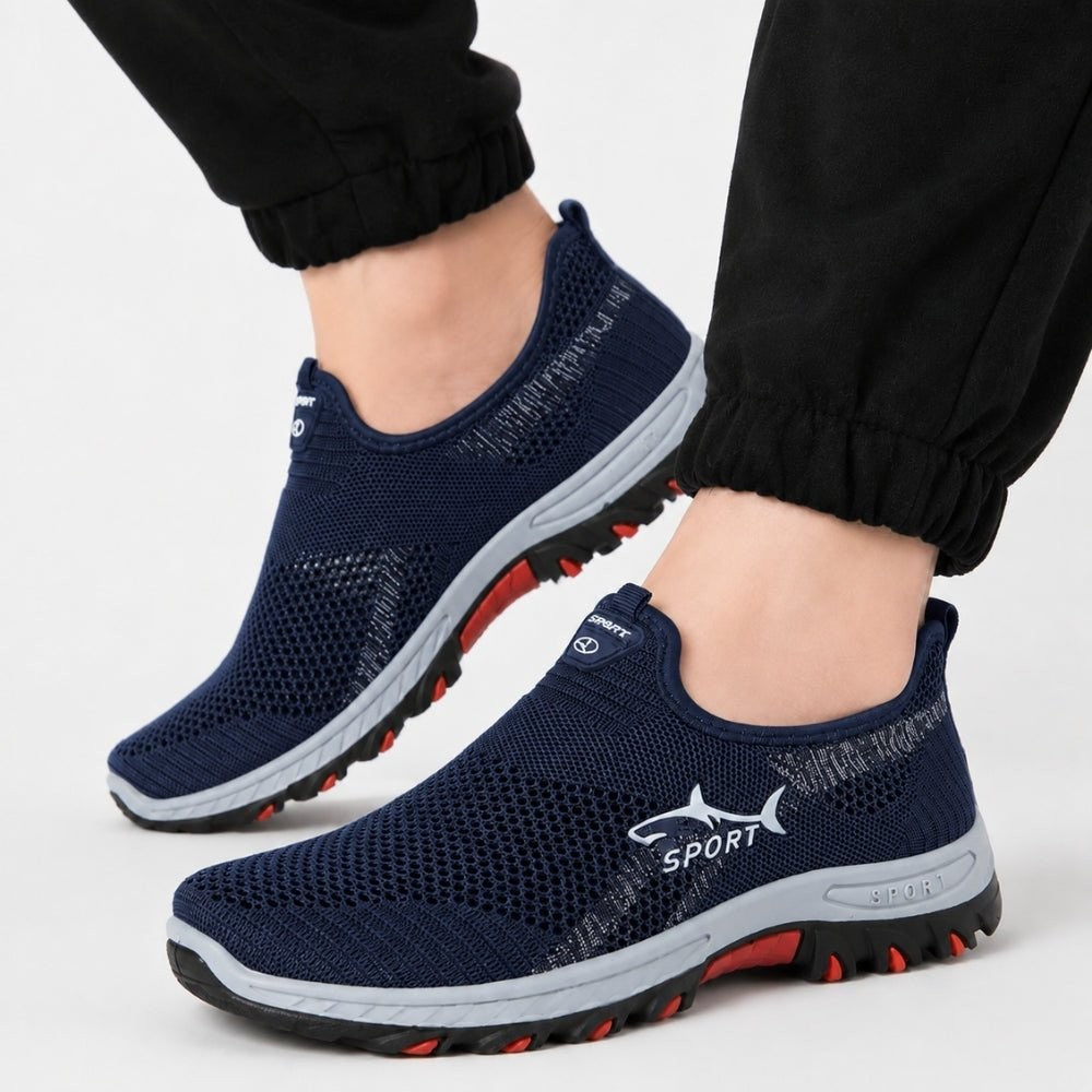 Men's Slip-On Walking Shoes – Breathable Mesh Sneakers - Blue