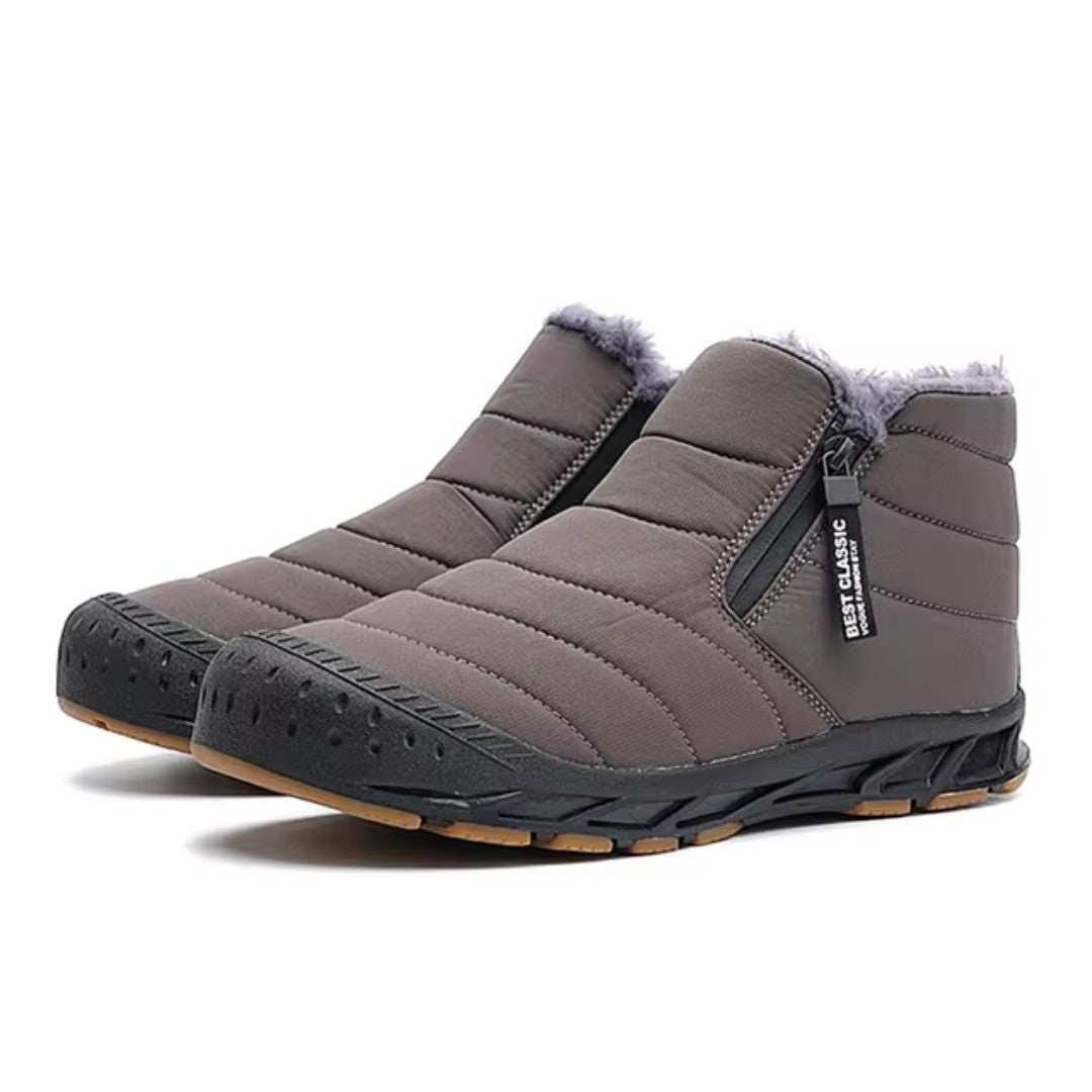 Men's Snow Boots – Waterproof Fleece-Lined Winter Boots - Gray