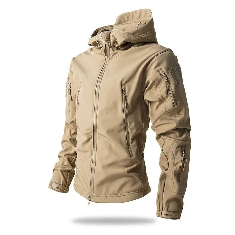 Men's Softshell Hiking Jacket – Windproof Fleece-Lined Hooded