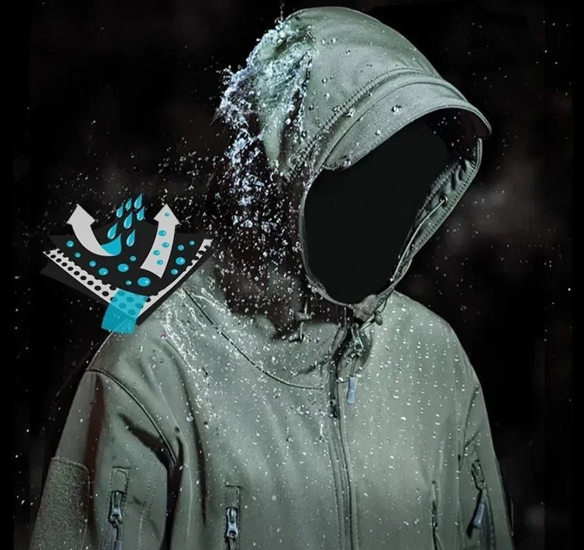 Men's Softshell Hiking Jacket – Windproof Fleece-Lined Hooded