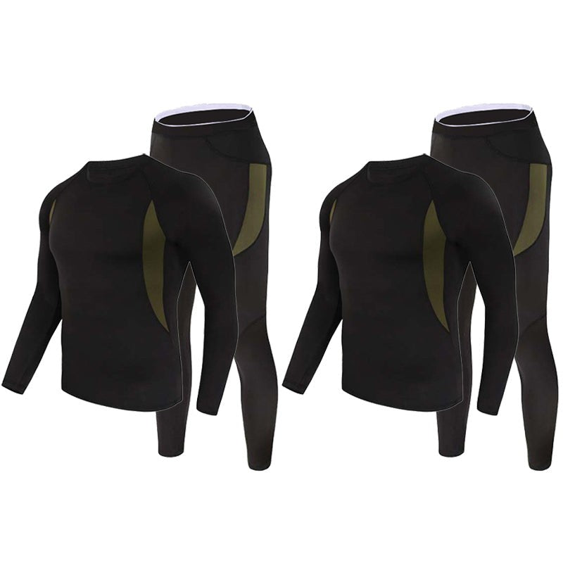 Men's Thermal Base Layer Set – Fleece-Lined Stretch Long Underwear - Black (2 / pack)