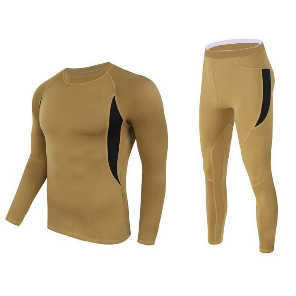 Men's Thermal Base Layer Set – Fleece-Lined Stretch Long Underwear - Coyote