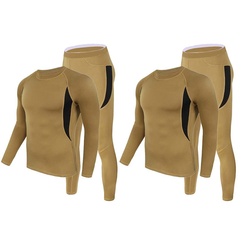 Men's Thermal Base Layer Set – Fleece-Lined Stretch Long Underwear - Coyote (2 / pack)