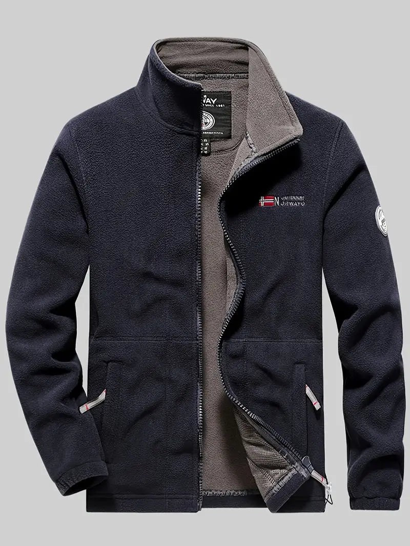 Men's Thermal Fleece Jacket – Warm Insulated Outdoor Jacket - Blue