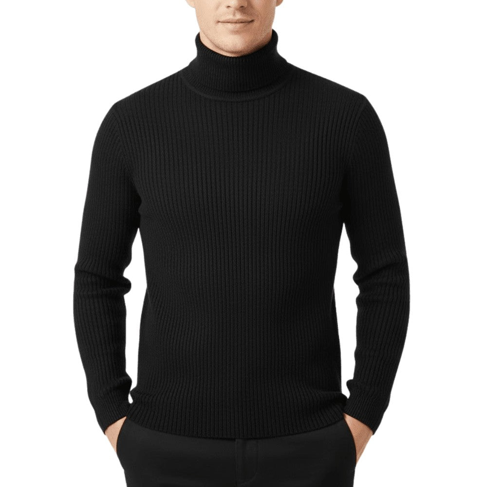 Men's Turtleneck Sweater – Ribbed Lightweight Knit Layer