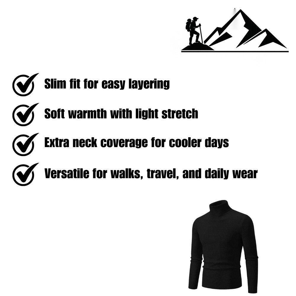Men's Turtleneck Sweater – Ribbed Lightweight Knit Layer