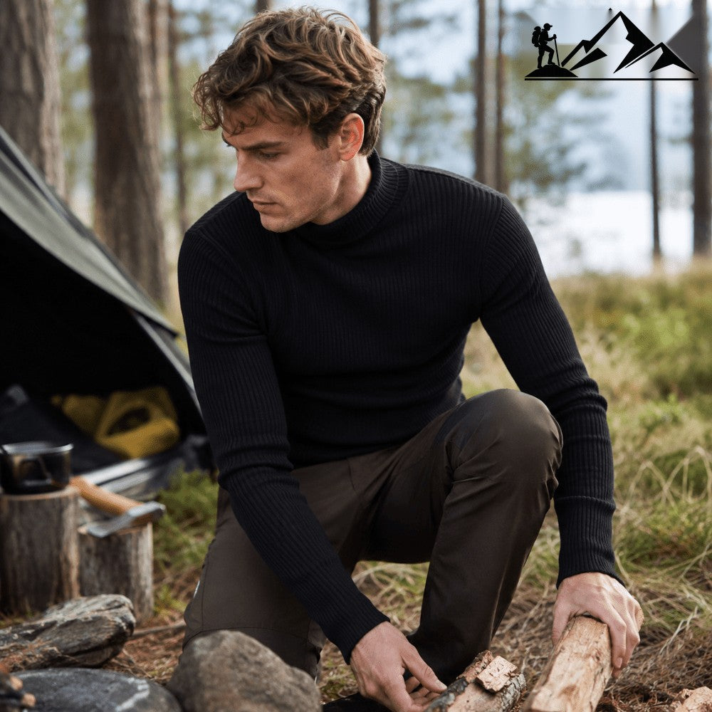 Men's Turtleneck Sweater – Ribbed Lightweight Knit Layer