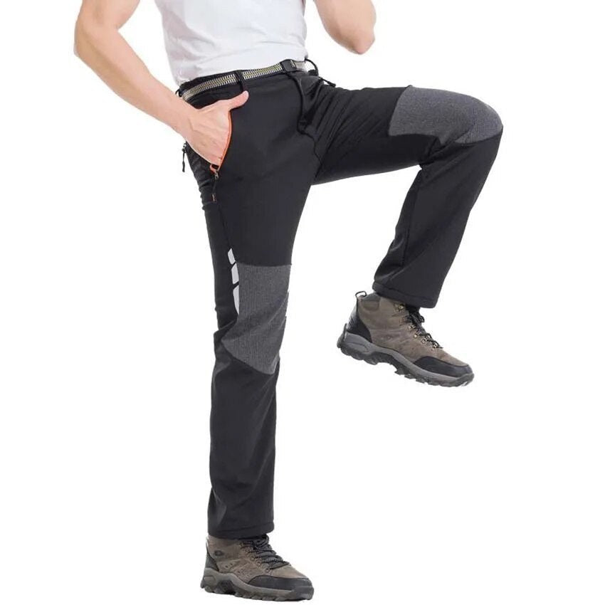 Men's Waterproof Hiking Pants – Insulated Fleece-Lined Softshell