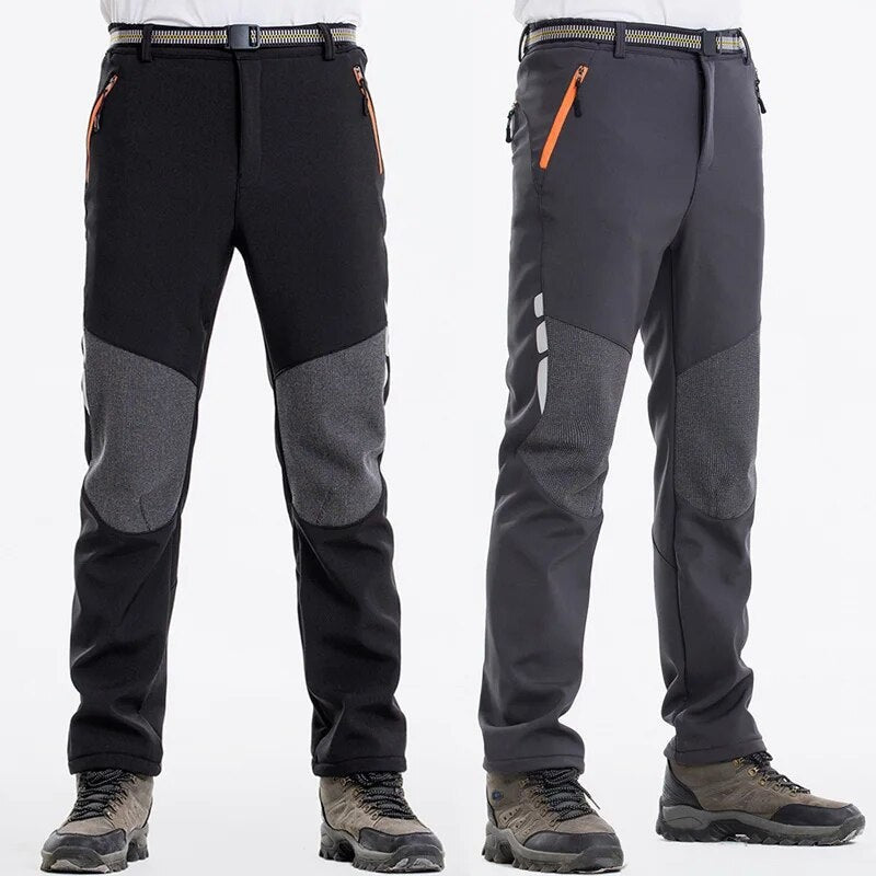Men's Waterproof Hiking Pants – Insulated Fleece-Lined Softshell