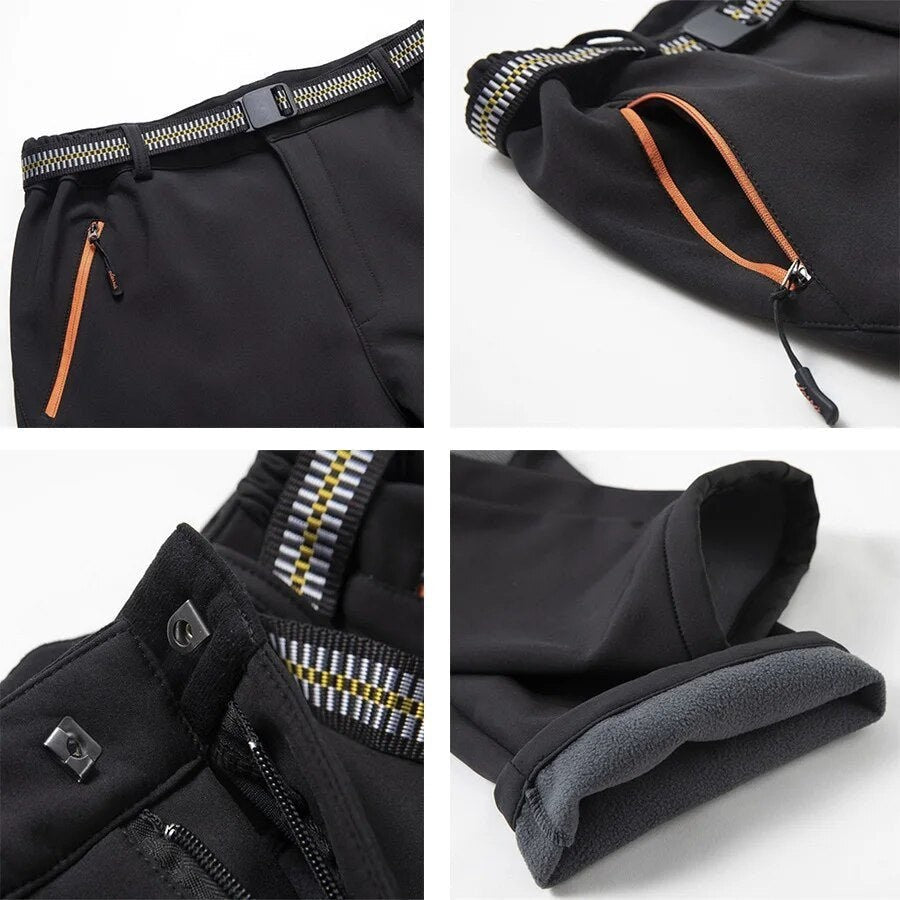 Men's Waterproof Hiking Pants – Insulated Fleece-Lined Softshell