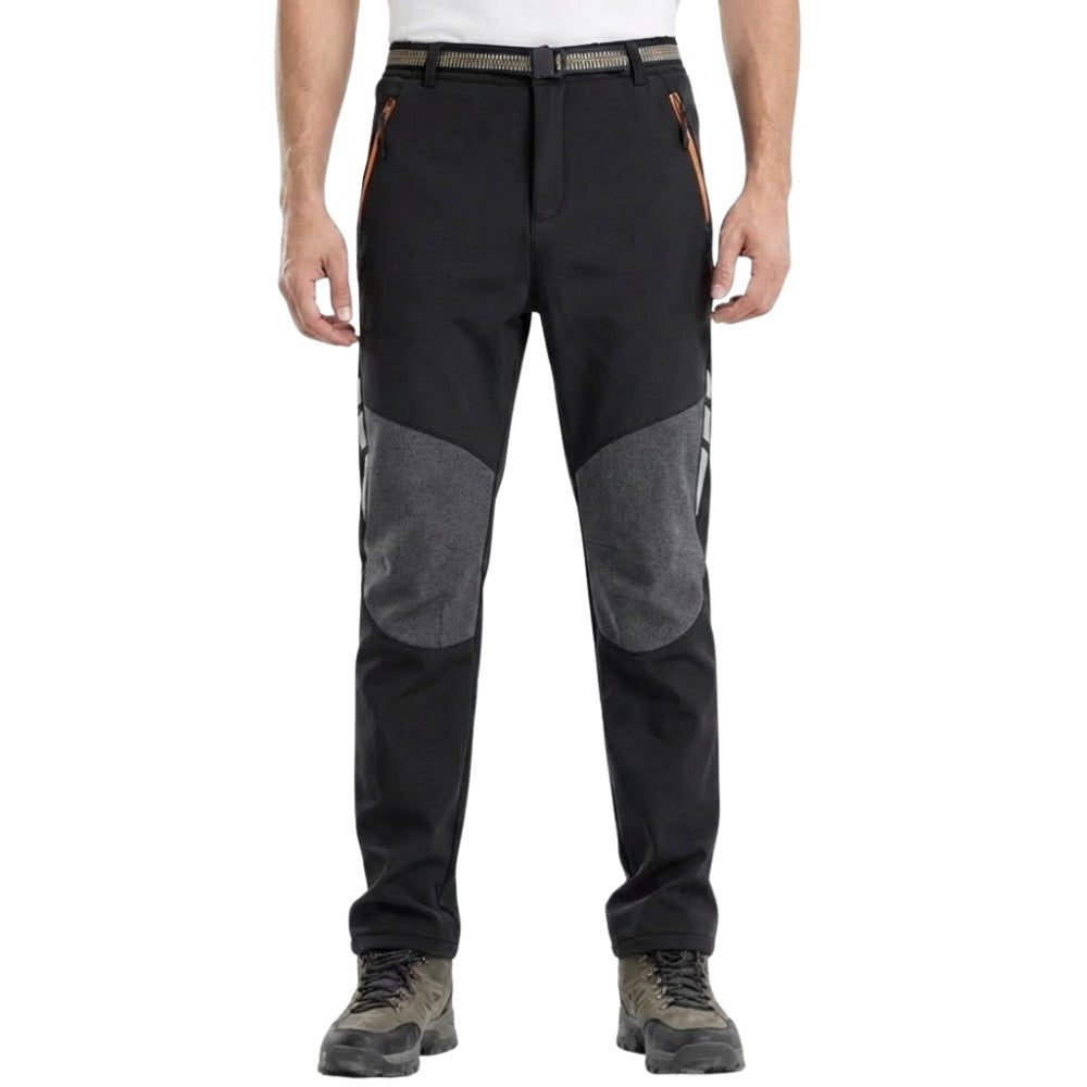 Men's Waterproof Hiking Pants – Insulated Fleece-Lined Softshell - Black
