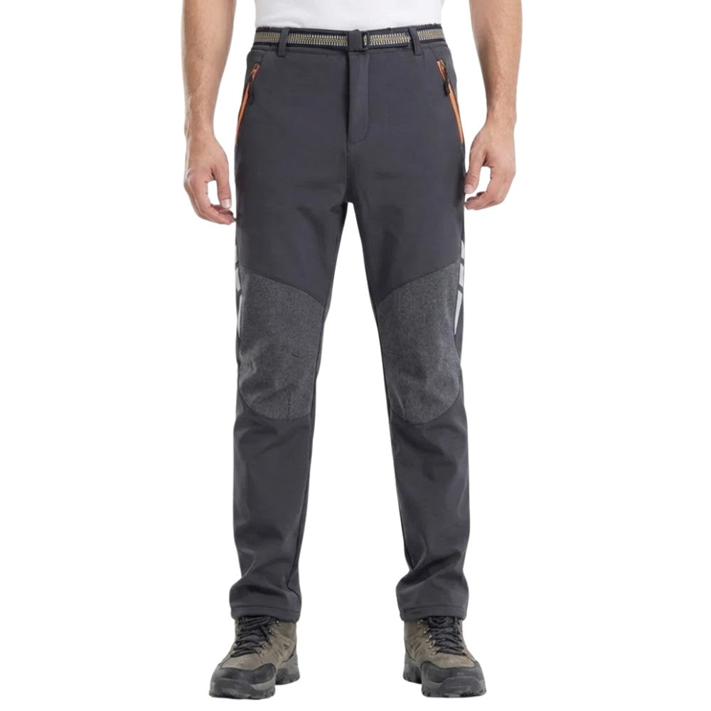 Men's Waterproof Hiking Pants – Insulated Fleece-Lined Softshell - Grey