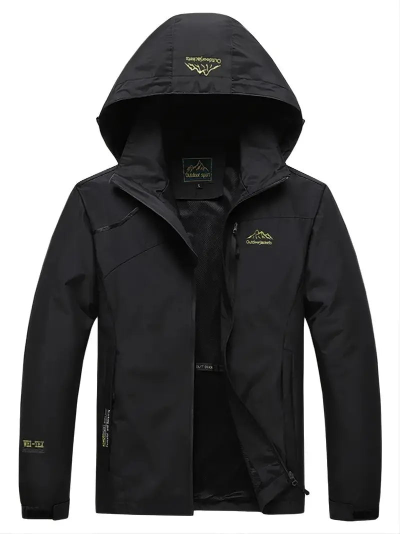 Men's Waterproof Windbreaker – Breathable Outdoor Rain Jacket - Black