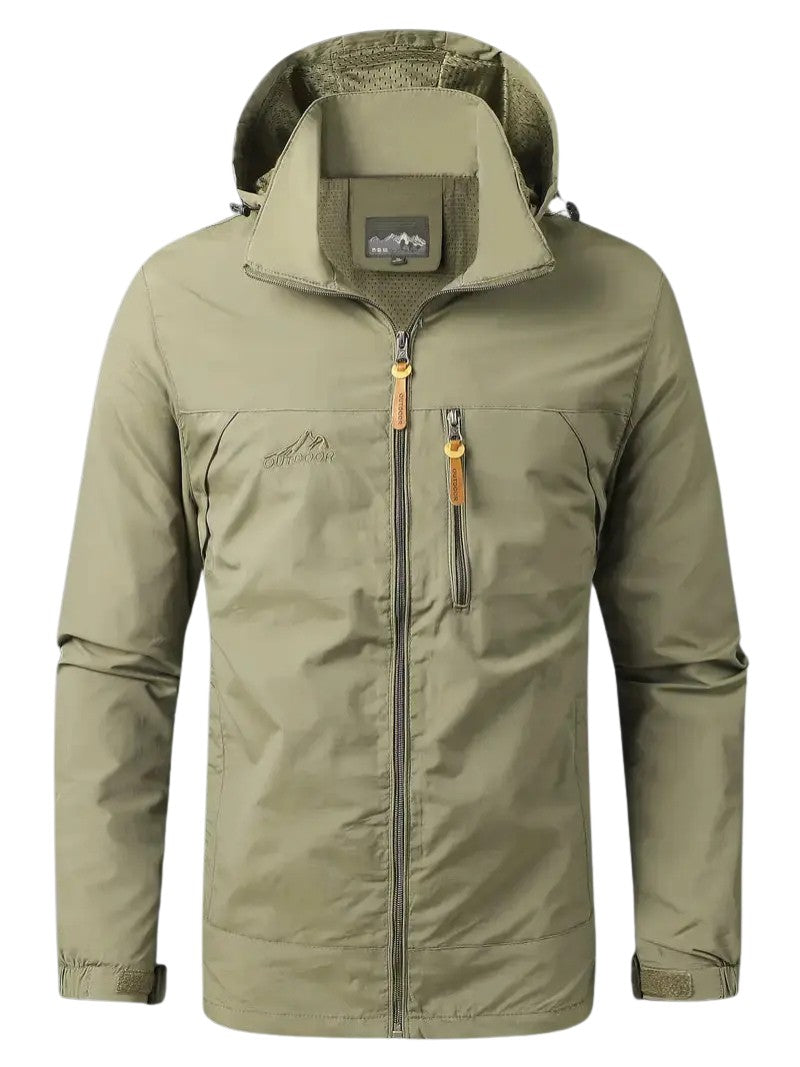 Men's Waterproof Windproof Jacket – Breathable Spring Shell - Khaki