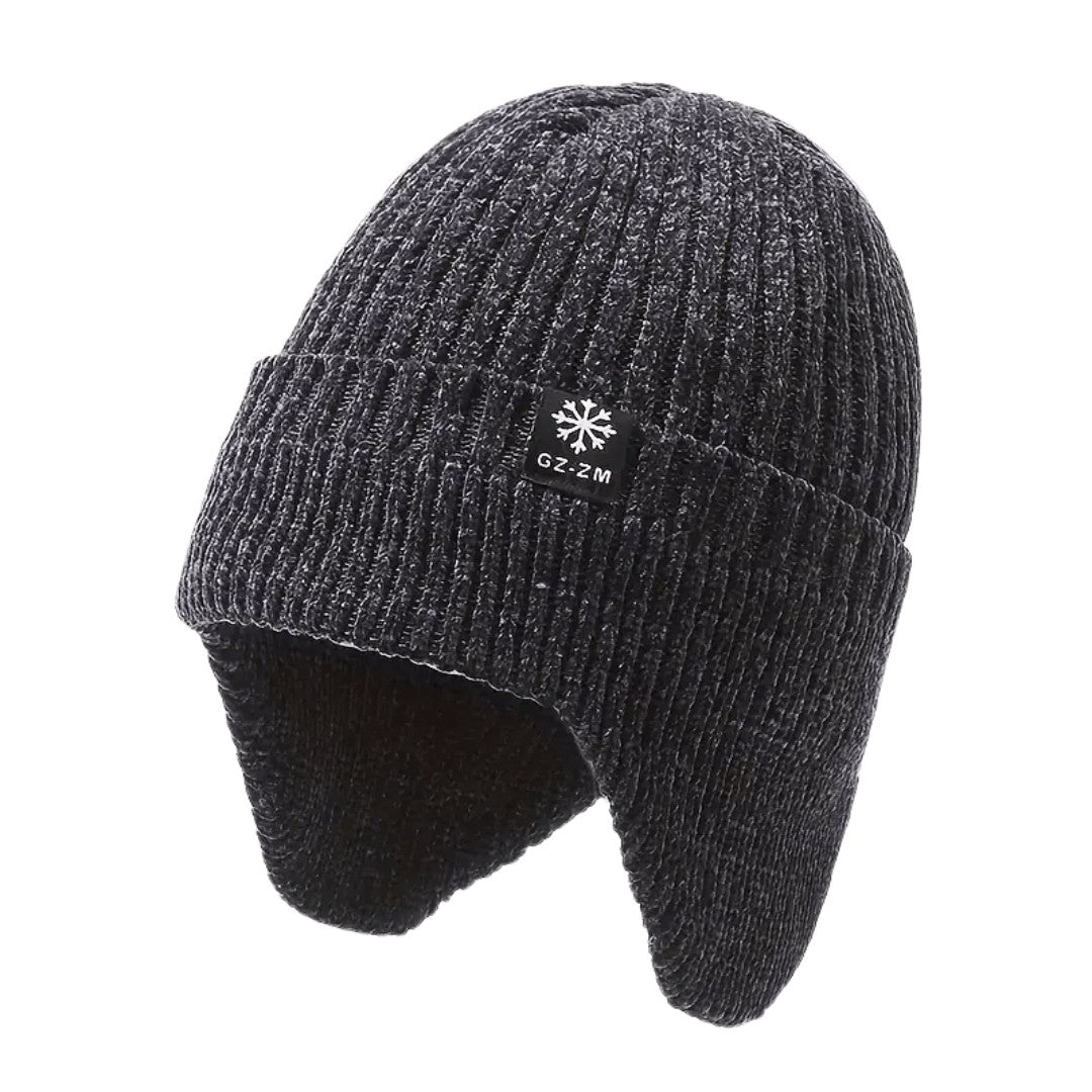 Men's Winter Hat – Fleece-Lined Ear-Coverage Beanie - Grey