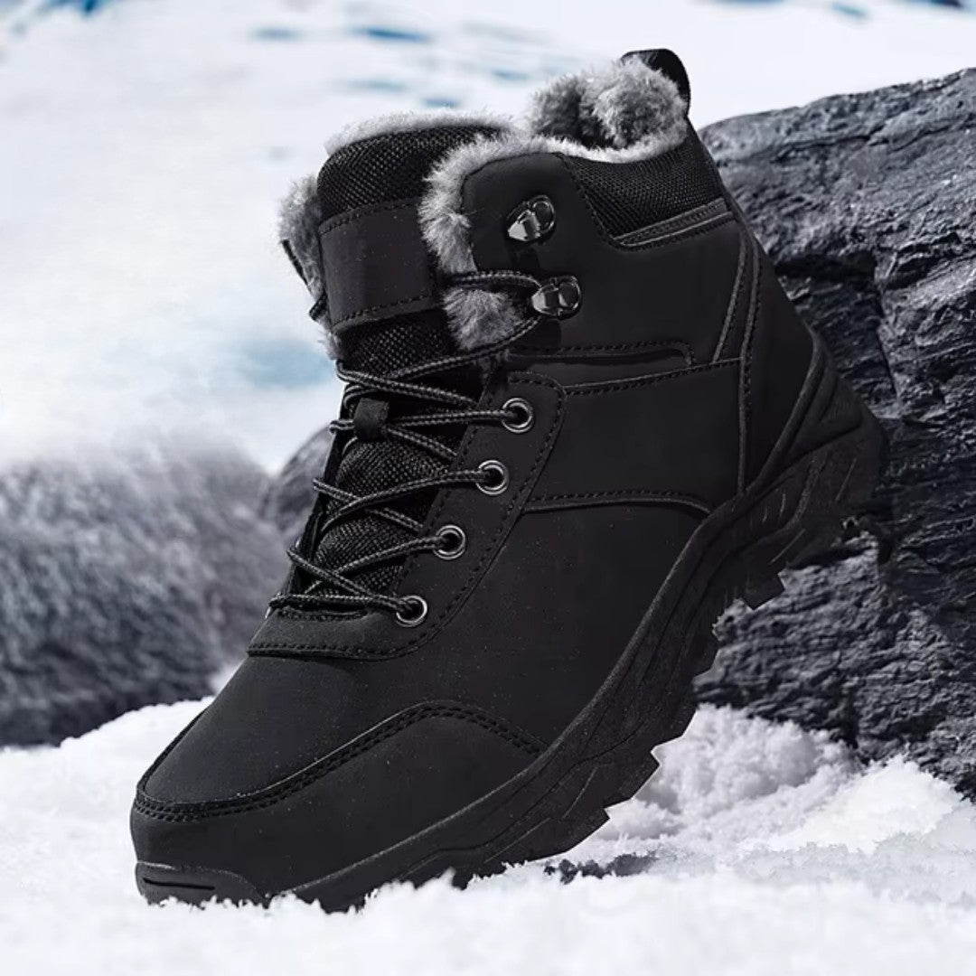 Men's Winter Hiking Boots – Waterproof Fleece-Lined Snow Boots - Black