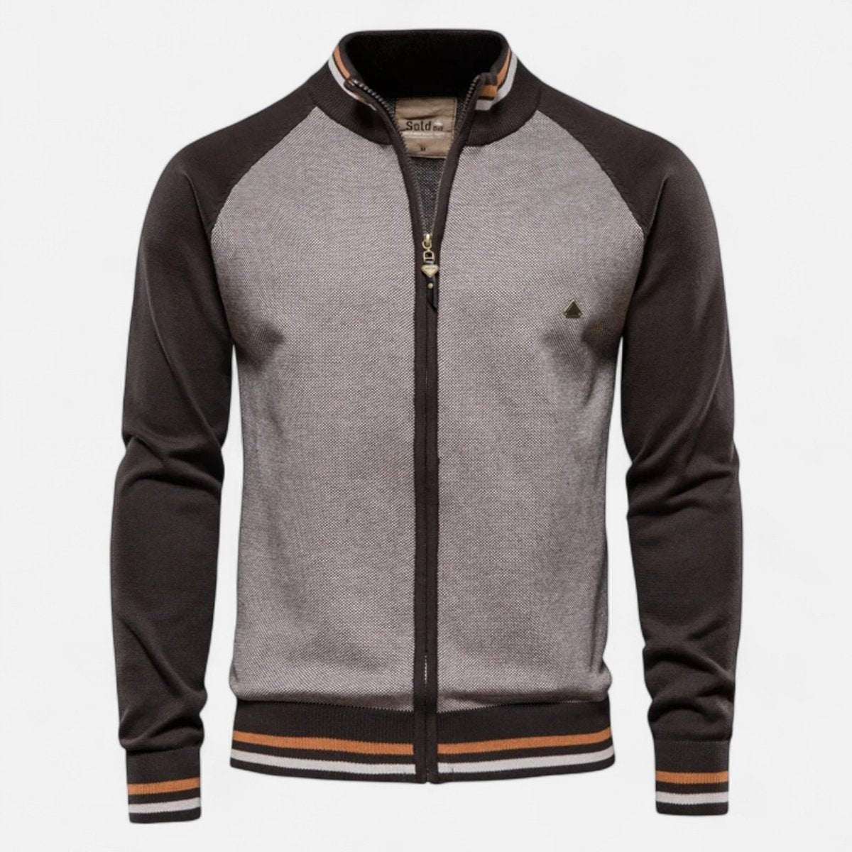 Men's Zip Sweater – Lightweight Cotton Knit Layer - Brown