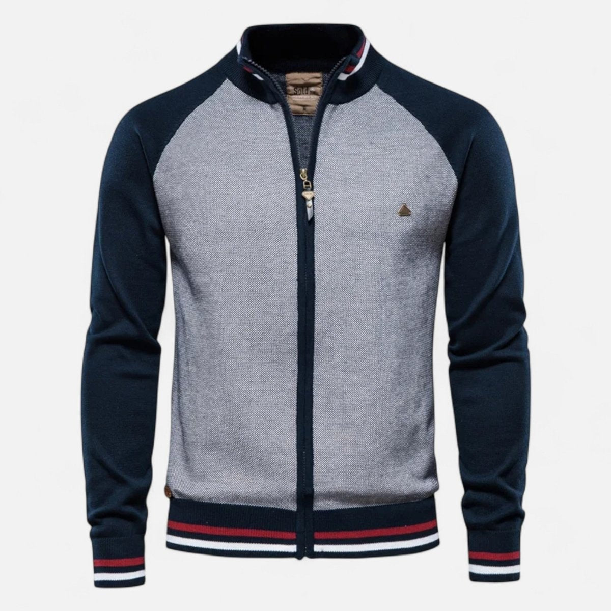 Men's Zip Sweater – Lightweight Cotton Knit Layer - Navy blue